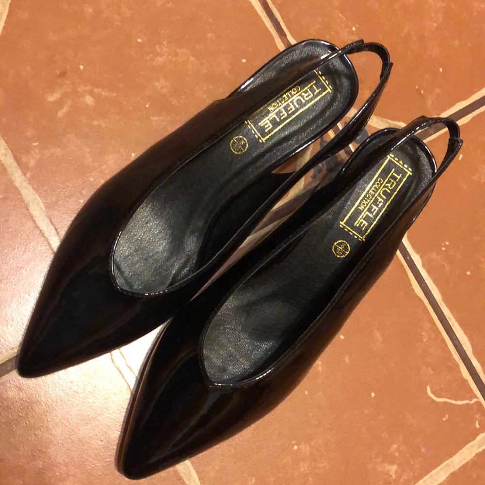 Cut Back Patent Slingback Heel
